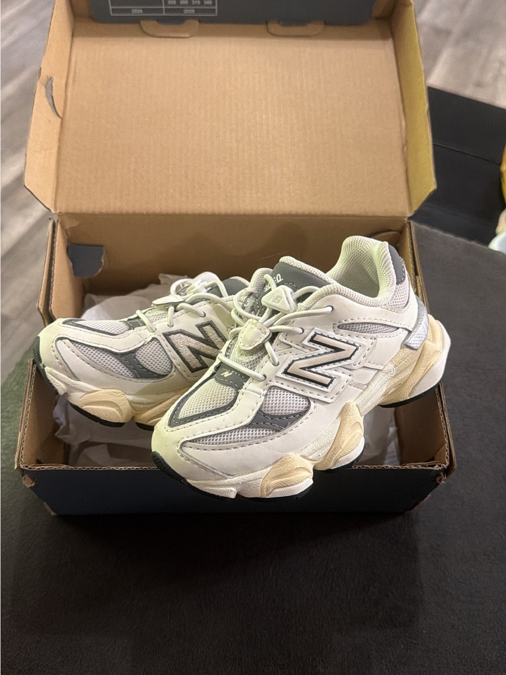 New Balance 9060 Kids' White & Gray Athletic Sneakers